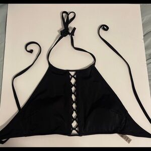 Victoria's Secret Black Halter Bikini with Lace-Up Detail